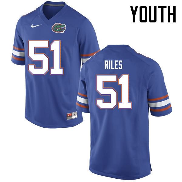 NCAA Florida Gators Antonio Riles Youth #51 Nike Blue Stitched Authentic College Football Jersey TFM8764RY